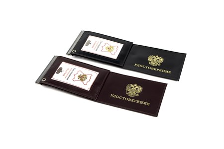 Обложка-зажим для удостоверения натуральная кожа  (2605-2) - фото 19956