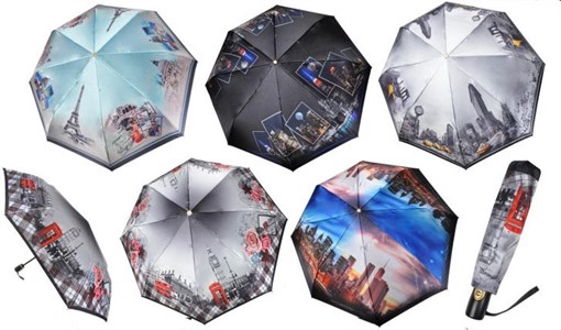 Зонт ТРИ СЛОНА суперавтомат женский 100% п/э (3845) - фото 22584