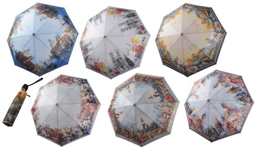 Зонт ТРИ СЛОНА суперавтомат женский 100% п/э (3801) - фото 23210