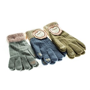 Перчатки женские Мария 70% шерсть, 20% бамбук, 10% акрил сенсорные (6071)) - фото 23315