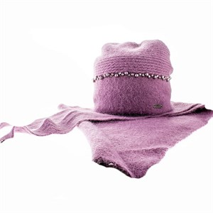 Комплект женский (шапка+косынка) MISKORKI 50%ангора20%вискоза, 10%шерсть, 20% полиамид (Маторо) - фото 23725