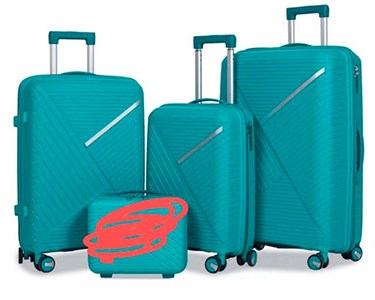 Чемодан  пластик 4 колеса бирюза (2806-1) - фото 27753