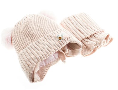 Комплект детский ISSGI (шапка+хомут) 70% шерсть, 30% акрил с подкладом (0311-3) - фото 29243