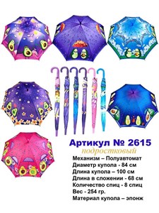 Зонт DINIYA детский  100% п/э, трость (2615) - фото 30566